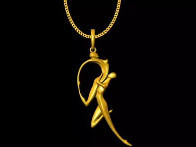 Couple love pendant charms - one inch pendant 3D print model