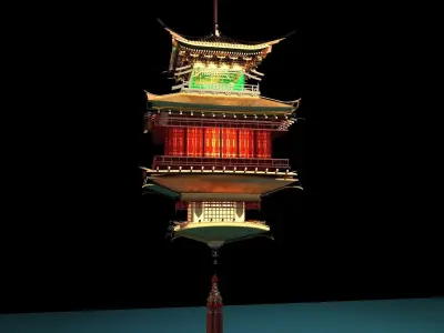 Chinese palace house lantern  3D model get