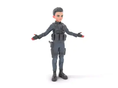 Elite Tactical Operative D Character Model Rigged and Animated Low-poly 3D model
