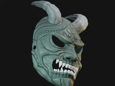 Oni Mask 14 Demon Demon Horn 3D print model
