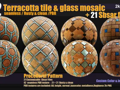 Terracotta tiles and glass mosaics Texture