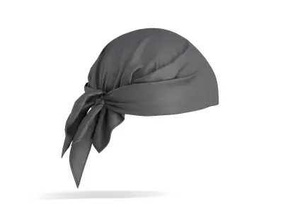 Headwrap Black Bandana - cotton pirate headscarf cap 3D model