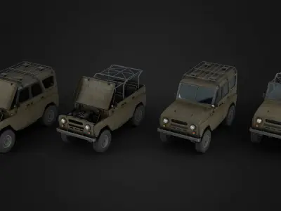 Modular Off-Road Vehicle Low-poly 3D model