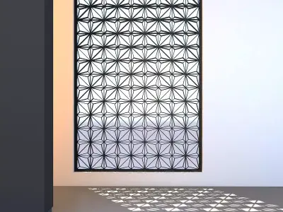 3d Screen room with geometric pattern on wall Low-poly 3D model