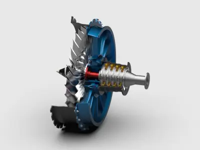 Turbofan Engine - Fan and Compressor Section with Housing 3D print model