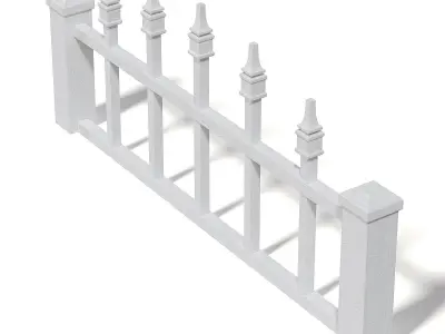 White Wooden Fence 3D Model 3D model