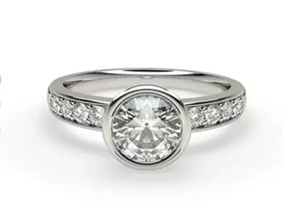 Engagement ring bezel setting 3D print model