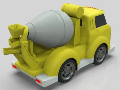 Cement Mixer truck Cartoon Vehicle Low-poly 3D model