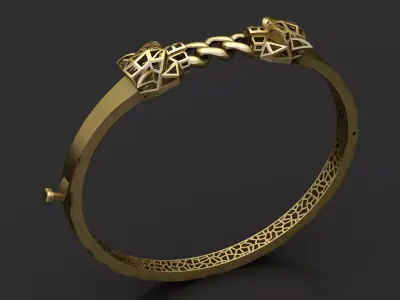 Geometric Link Gold Bracelet 3D print model