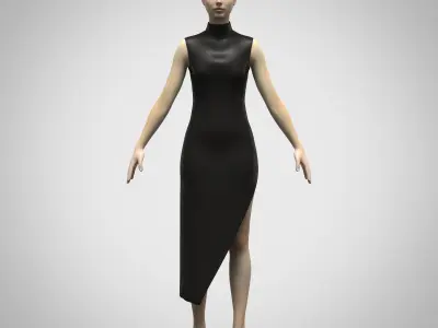 Ladies custom dress Low-poly 3D model