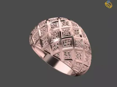 Women Stone Rings Diamond 3D print model 4