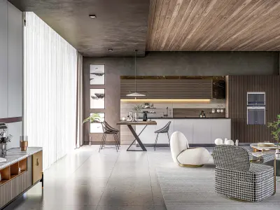 Kitchen fully parametric  Resizable manufacturable 0017 3D model