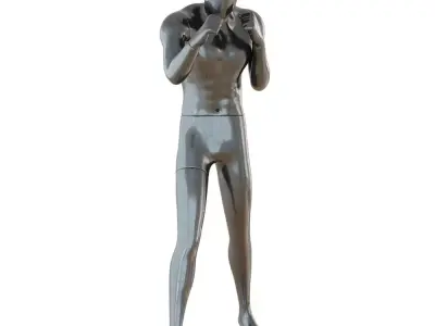 Male black mannequin in boxing pose 3D model