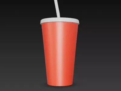 Red Soda Cup Low-poly 3D model
