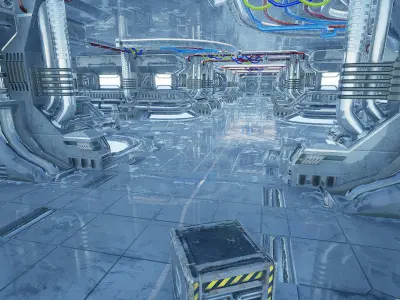 Scifi Corridor Orbit - Unreal Engine Project Low-poly 3D model