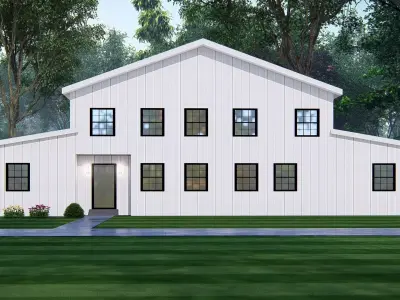 American Exterior House Design  Classic Modern Country Home  3D model