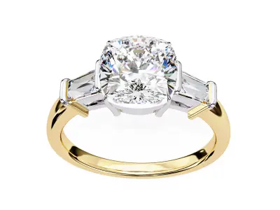 CUSHION  DIAMOND RING -CAD-125 3D model