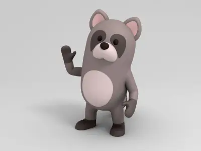 Rigged Cartoon Raccoon 3D model