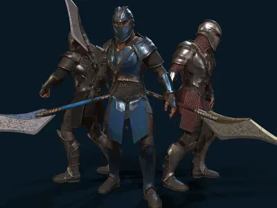 KnightHalberdier Low-poly 3D model