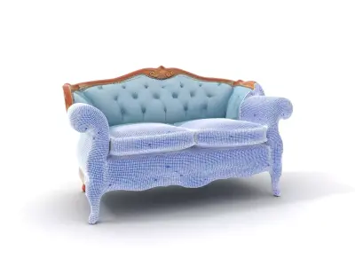 Elegant Blue Sofa model pack Low-poly 3D model