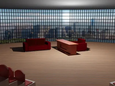 Talk Show Studio Low-poly 3D model