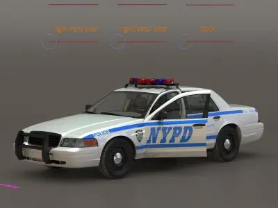Generic Police Car NYPD Rigged 3D model