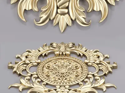 Ornament 1 ornate gold medallion 3D model
