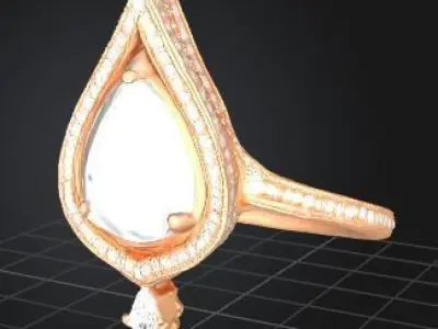 Celestial Tear Rose Gold Promise Ring 3D print model