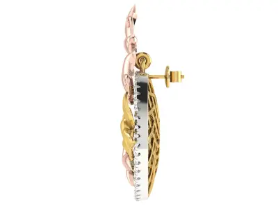 Solitaire Women Drop Earring 3dm STL OBJ FBX Renders Details 3D print model purchase