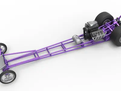 Front engine dragster with V8 Scale 1 to 25 3D print model