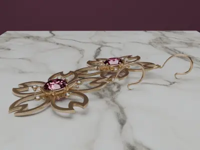 Sakura Glint Blossom of Balance 3D model earrings 3D model