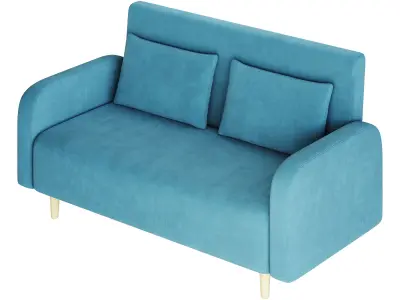 Contemporary Seats 2 Solid Color Sofa 3D model