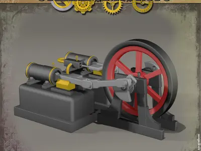 Steampunk Steam Engine 3D model