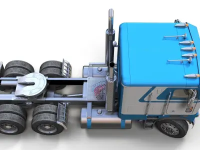 Freightliner cabover semi truck Low-poly 3D model