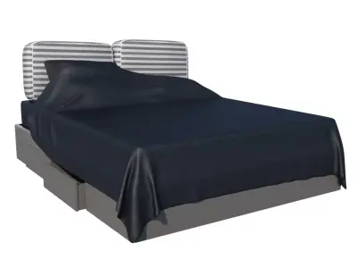 Bed 3d model with cover Low-poly 3D model
