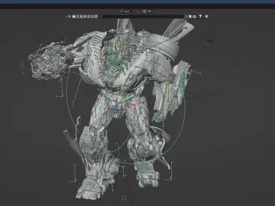 Robot Transformers Gundam Rig Low-poly 3D model
