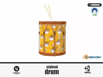 Japanese Noodle Stylized Drum 3D model