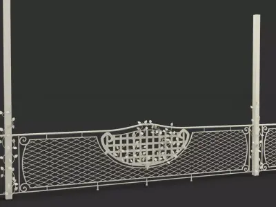 Wrought Metal Decorative Fence 3D model