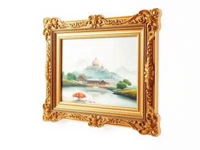 Ornate Gold Picture Frame Model Pack Low-poly 3D model