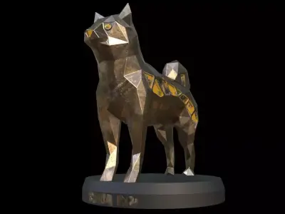 Steampunk Shiba Inu Dog Low-poly 3D model