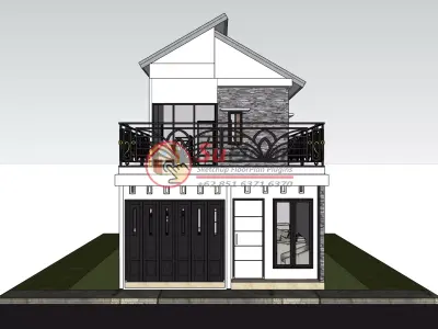 House 5x14m code 517 - Sketchup 3D model 3D model 3D model