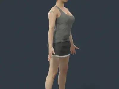 Animated Sports Woman in a skirt and tanktop - A-pose - Yearn Low-poly 3D model