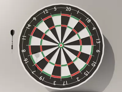 Throwing Dart and Bullseye Low-poly 3D model