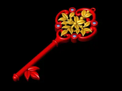 Unique Luxury Floral Key Pendan 3D print model