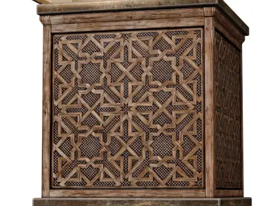 Wood Arabic Oriental Nightstand bedside Eastern Table Lamp 3D model