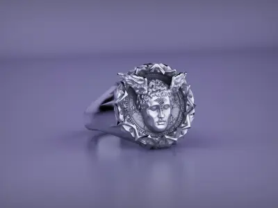 Hermes Signet Ring Separated and Merged 3D PRINT CASTABALE  3D print model