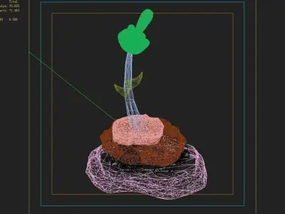 Stone Town Magic Cave - Stone Hand - Middle Finger 01 3D model