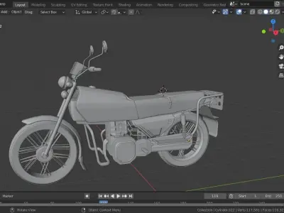 Motorbike honda motorcycle Low-poly 3D model