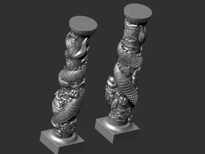 Dragon Pillars 3D print model