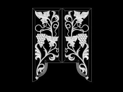 3D model stl doors with leaves and grapes for CNC router 3D print model